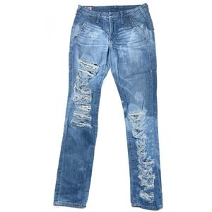 True Religion Jeans Women's Sz 25 Skinny‎ Ripped Thrashed Bleached Grunge Punk